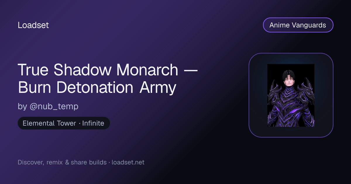 True Shadow Monarch — Burn Detonation Army — Anime Vanguards build ...